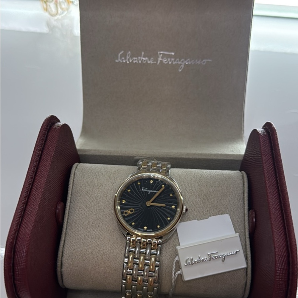 Salvatore Ferragamo Gold and Black Women's Watch